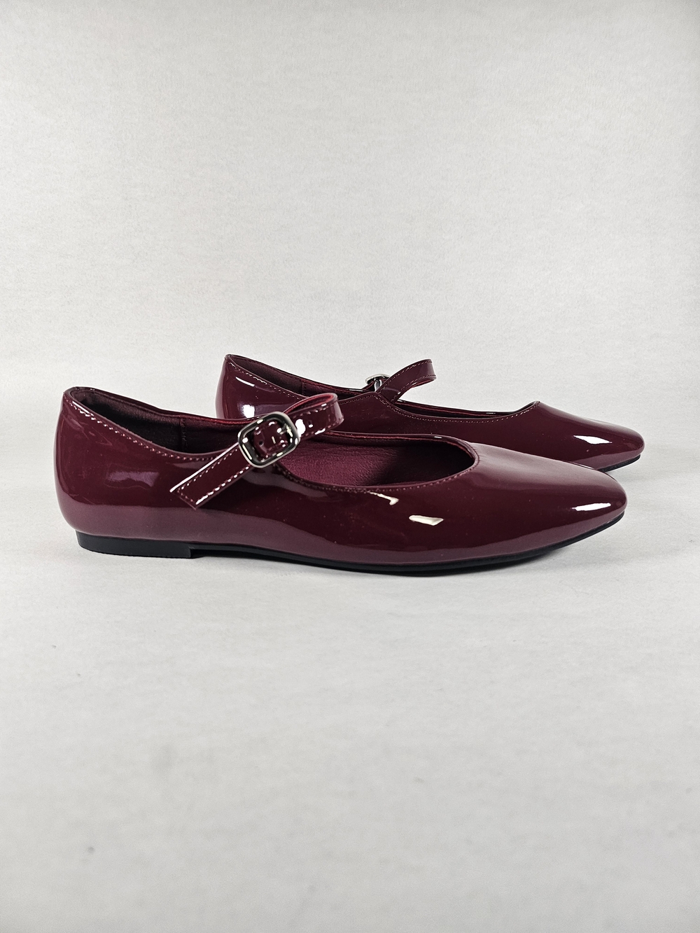 NWOT Cider Patent Leather Mary Jane Ballet Flats in Burgundy Wine Red